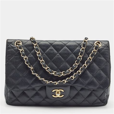 chanel jumbo flap caviar leather|CHANEL Caviar Quilted Jumbo Double Flap Black.